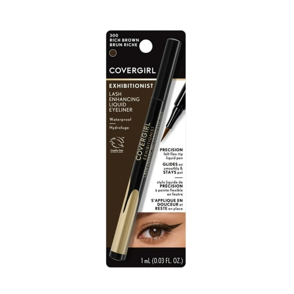 CoverGirl Exhibitionist Lash Enhancing Liquid Eyeliner, 300 Rich Brown